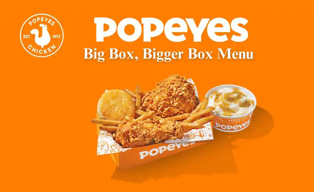 Popeyes big and bigger box menu